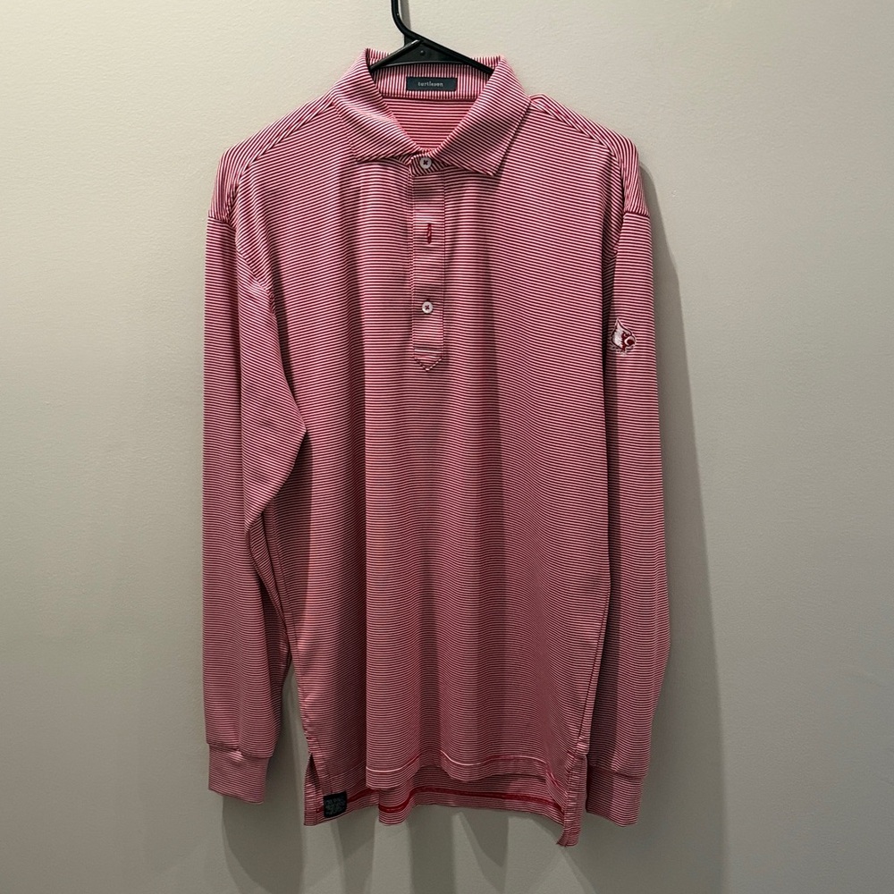Louisville Golf Club Men's red striped long sleeve Polo Shirt